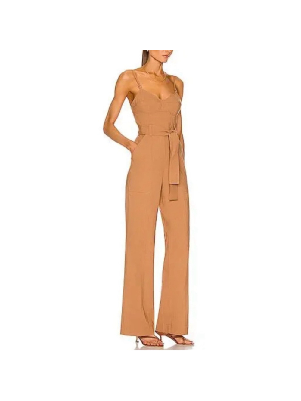A.L.C. Mila Tan Jumpsuit, Noisette - Picture 4 of 11